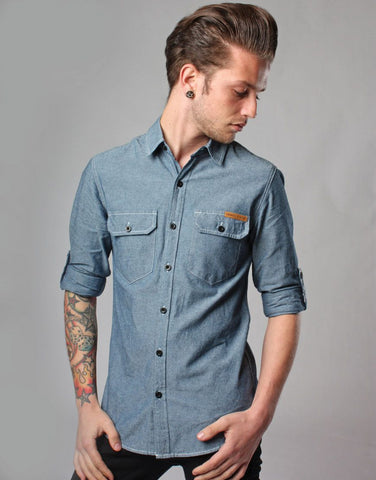 Men Dark denim shirt